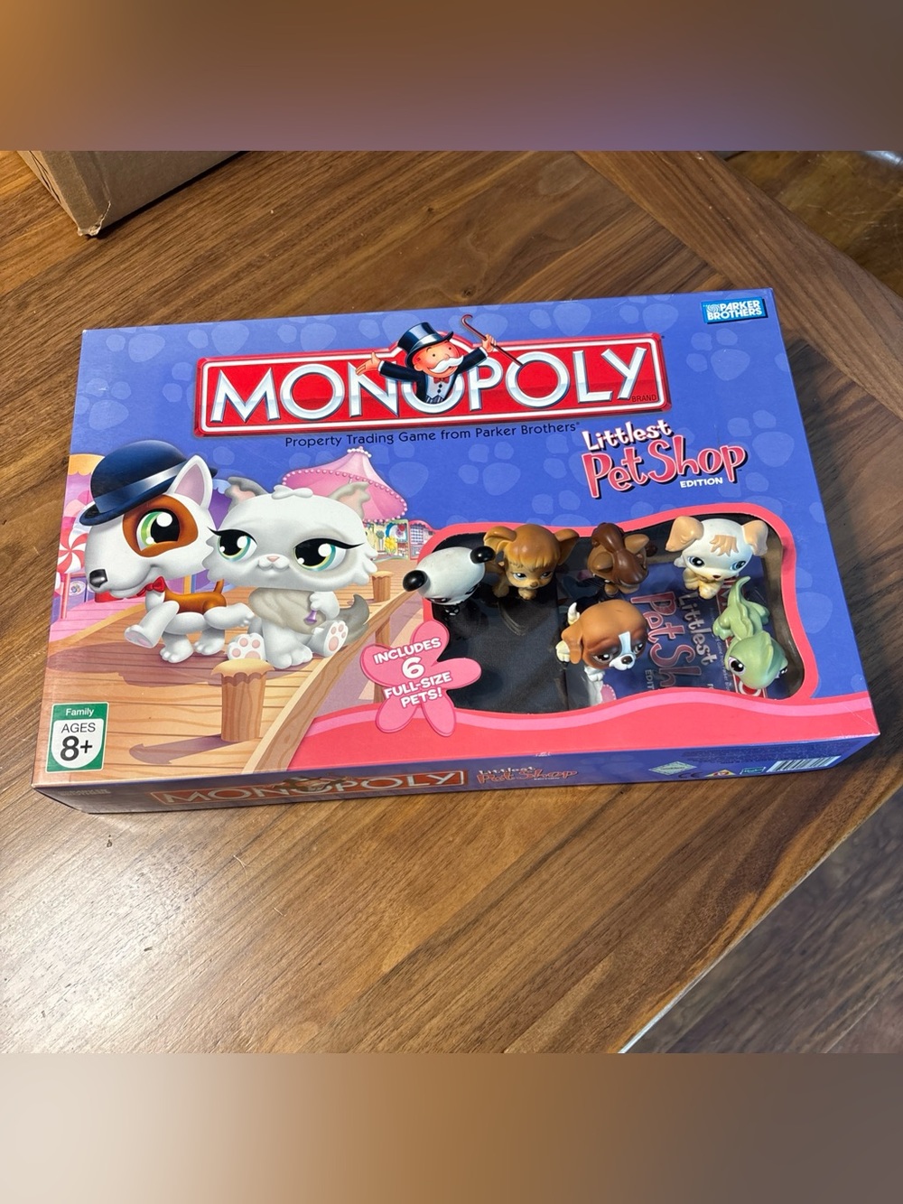 Littlest Pet Shop Used Monopoly Board Game 2007 W/6 Pets COMPLETE (3 Extra Pets)